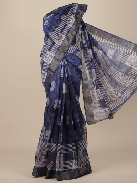 

Pothys Blue Cotton Blend Saree
