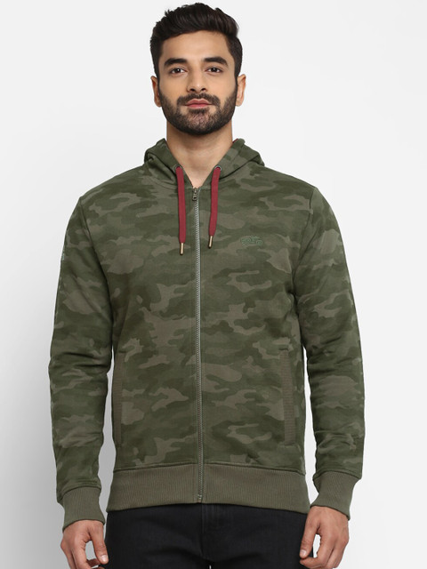 

Royal Enfield Men Olive Printed Hooded Sweatshirt