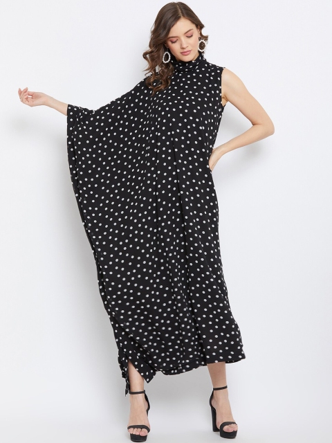 

THE SILHOUETTE STORE Women Black & White Georgette One Sided Kaftan Maxi Dress
