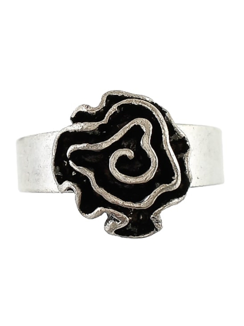 

Silvermerc Designs Women Oxidised Silver-Plated Rose Adjustable Finger Ring