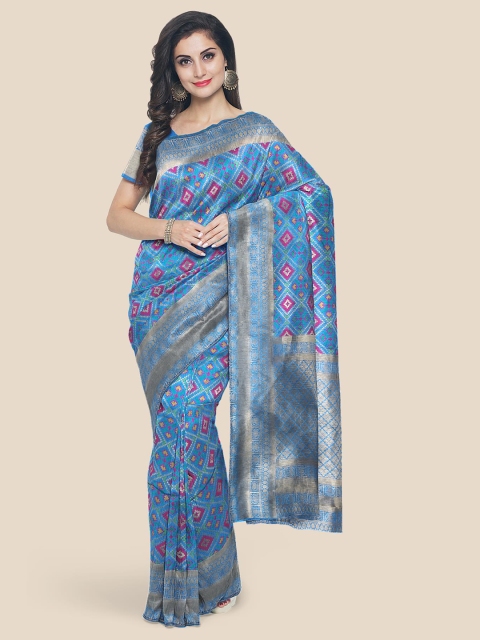 

Kalamandir Blue & Magenta Silk Blend Banarasi Saree