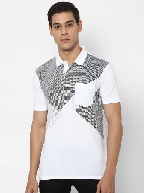 

Allen Solly Men White & Black Colourblocked Polo Collar T-shirt