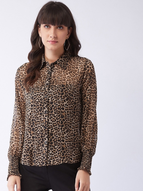 

MAGRE Women Brown Animal Printed Casual Shirt