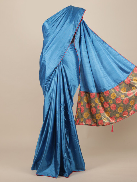 

Pothys Blue & Red Jute Silk Saree