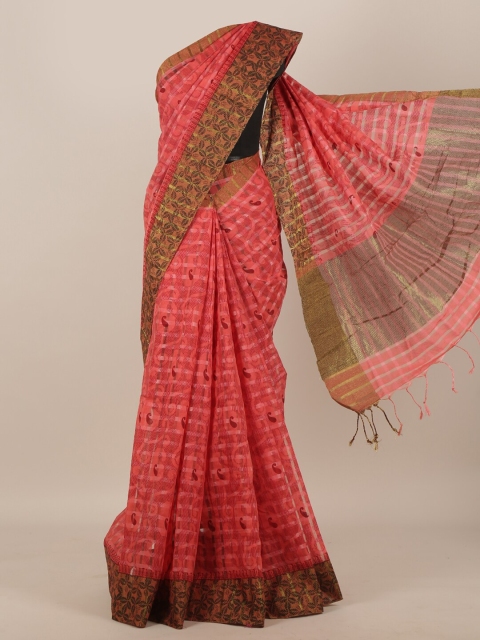 

Pothys Pink & Brown Ethnic Motifs Saree