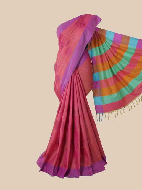 

Pothys Pink & Purple Floral Jute Silk Saree