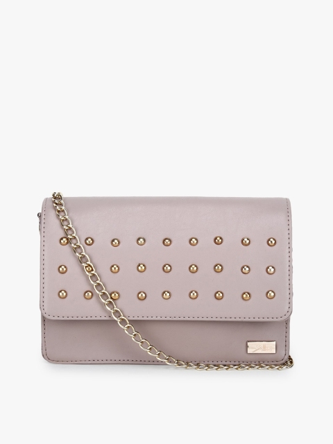 

yelloe Peach Embellished PU Structured Sling Bag
