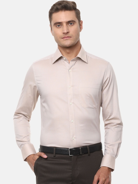 

Louis Philippe Men Beige 100% Cotton Solid Formal Shirt