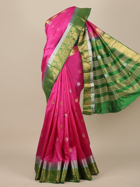 

Pothys Pink & Green Ethnic Motifs Jute Silk Saree