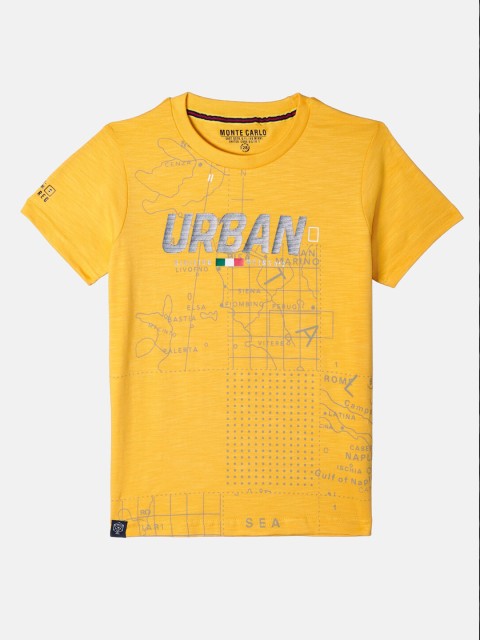

Monte Carlo Boys Mustard Printed T-shirt
