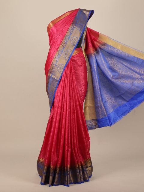 

Pothys Pink & Blue Woven Design Jute Silk Saree