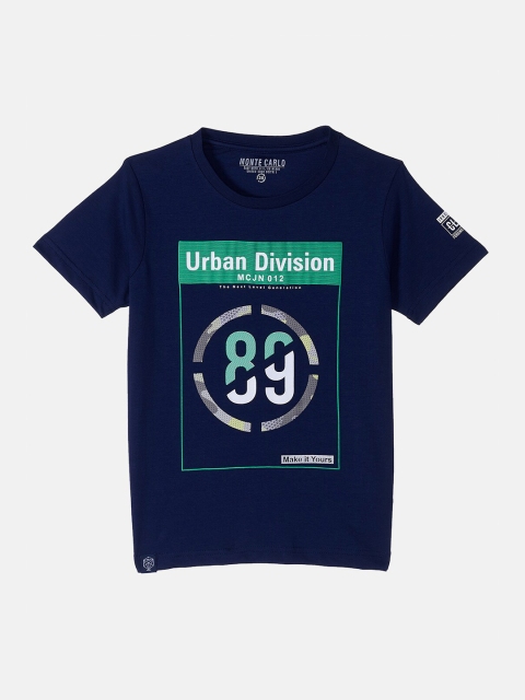

Monte Carlo Boys Navy Blue Typography Printed T shirt