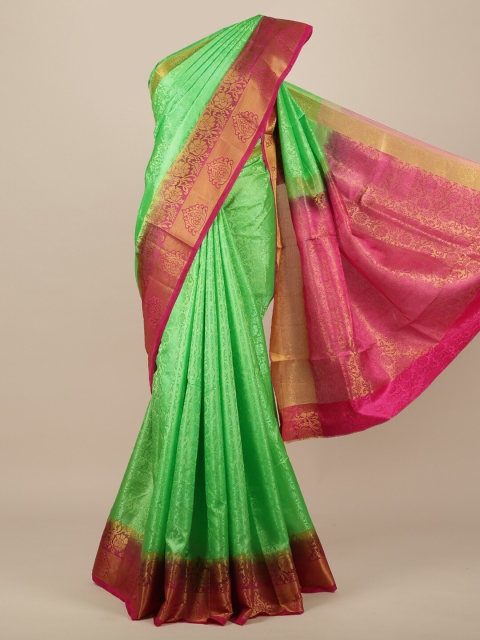 

Pothys Green & Pink Ethnic Motifs Zari Jute Silk Saree
