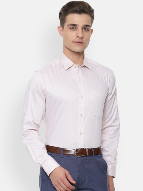 

Louis Philippe Men Peach Micro Printed Slim Fit Cotton Formal Shirt