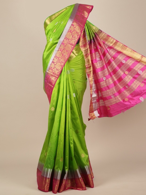 

Pothys Green & Pink Ethnic Motifs Zari Jute Silk Saree