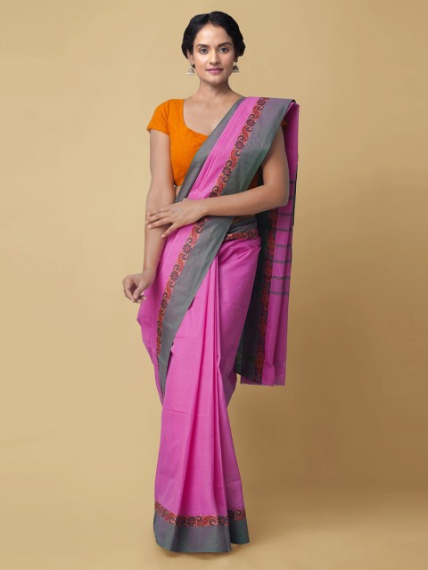 

Unnati Silks Pink Pure Cotton Venkatgiri Saree