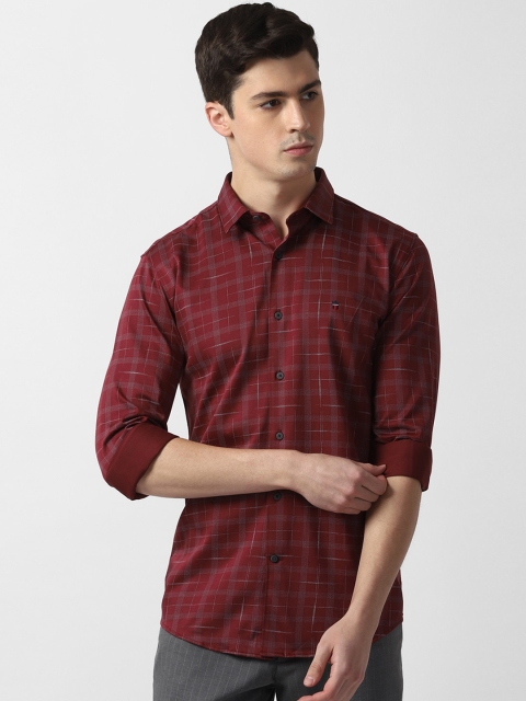 

Louis Philippe Sport Men Maroon Super Slim Fit Checked Pure Cotton Casual Shirt