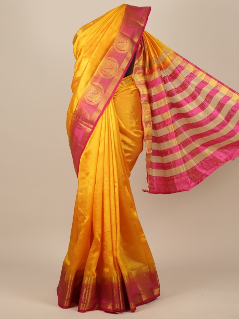 Pothys Yellow Zari Jute Silk Saree