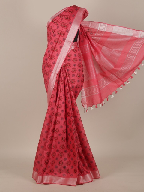 

Pothys Pink Zari Cotton Blend Saree