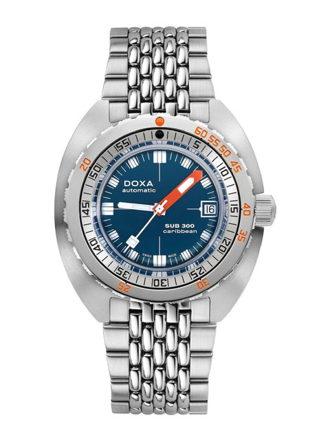 

DOXA Men Blue Dial & Silver Toned Stainless Steel Bracelet Style Straps Analogue Automatic Motion Powered Watch