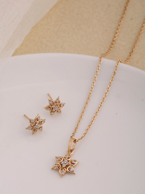 

Shoshaa Women Gold-Plated White Stone-Studded Handcrafted Jewellery Set