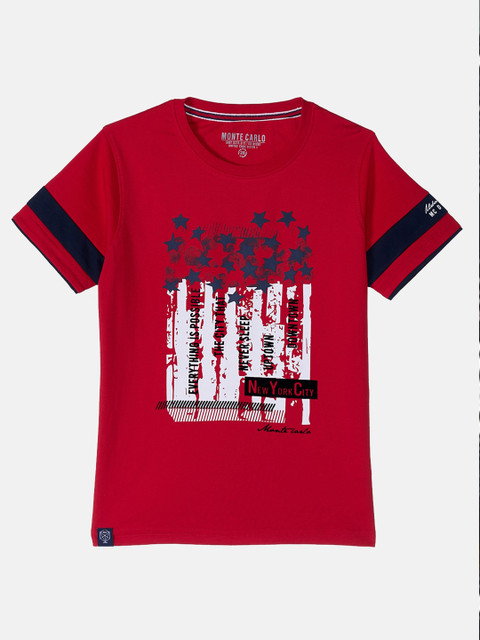 

Monte Carlo Boys Red Printed Round Neck T-shirt