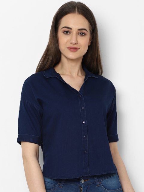 

Allen Solly Woman Women Navy Blue Cotton Casual Shirt