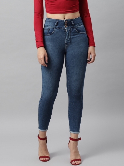 

Code 61 Women Navy Blue Skinny Fit High-Rise Jeans