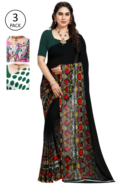 

KALINI Pack of 2 Printed Sarees, White