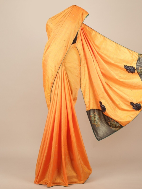 

Pothys Orange Beads and Stones Jute Silk Saree