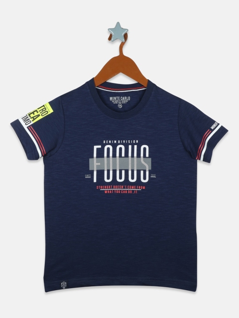 

Monte Carlo Boys Blue Typography Printed T-shirt