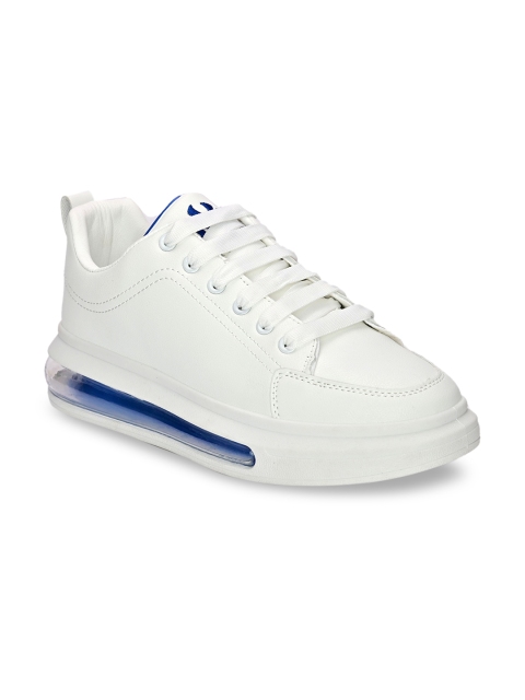 

San Frissco Men White Solid Leather Sneakers
