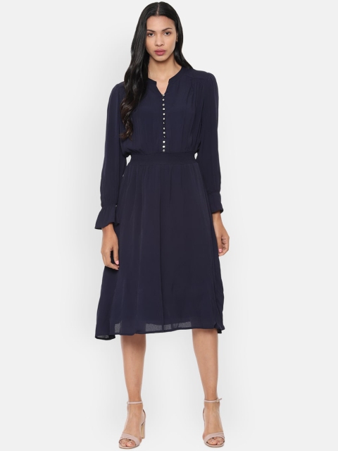 

Van Heusen Woman Navy Blue Solid Fit & Flare Dress