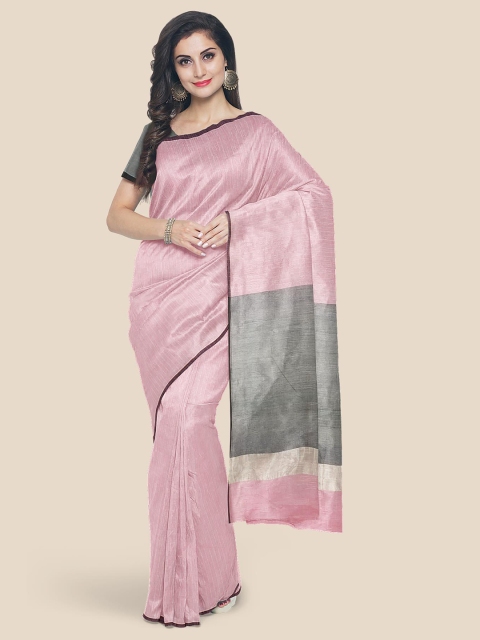 

Kalamandir Pink & Grey Zari Pure Cotton Mangalagiri Saree
