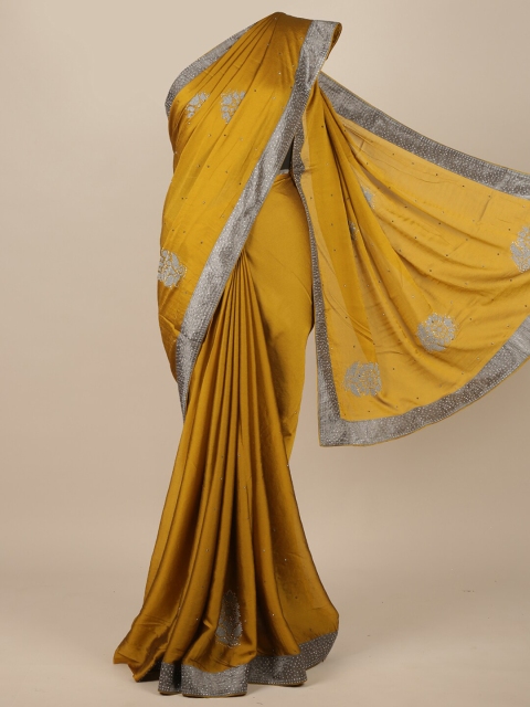 

Pothys Mustard & Grey Embellished Sequinned Saree