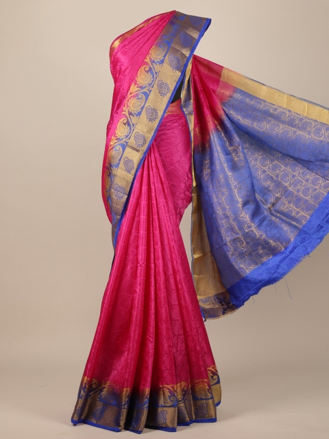 

Pothys Magenta & Blue Jute Silk Saree