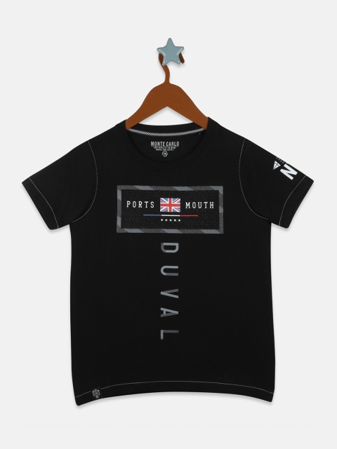 

Monte Carlo Boys Black Typography Printed T-shirt