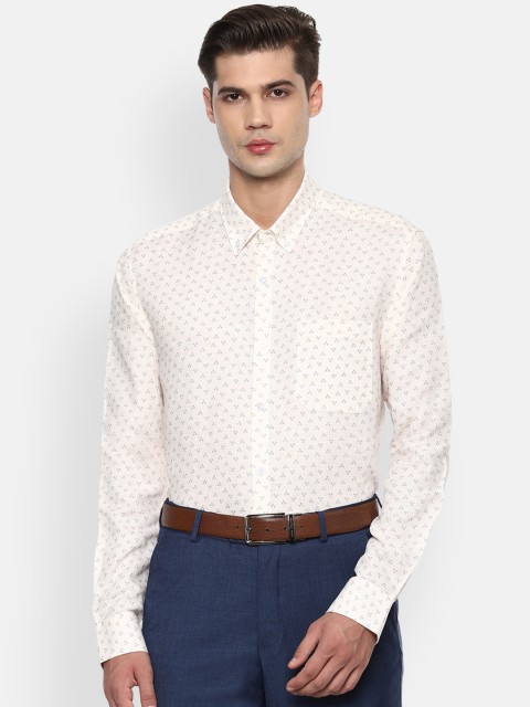 

Louis Philippe Men Cream Slim Fit Printed Casual Shirt