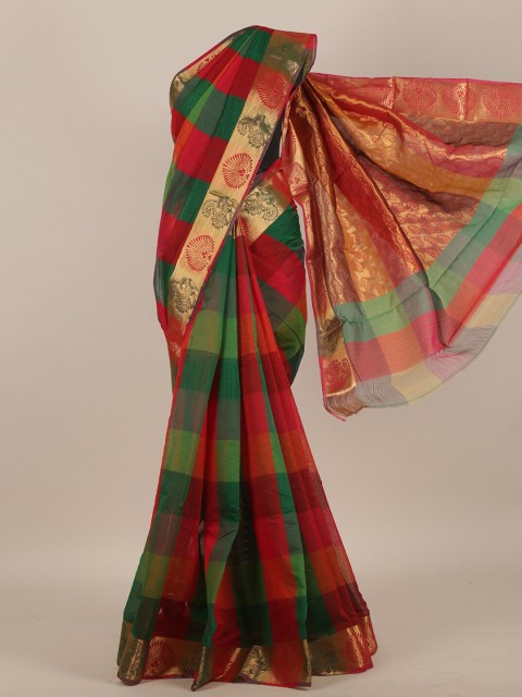 

Pothys Multi Colourblocked Zari Silk Cotton Saree