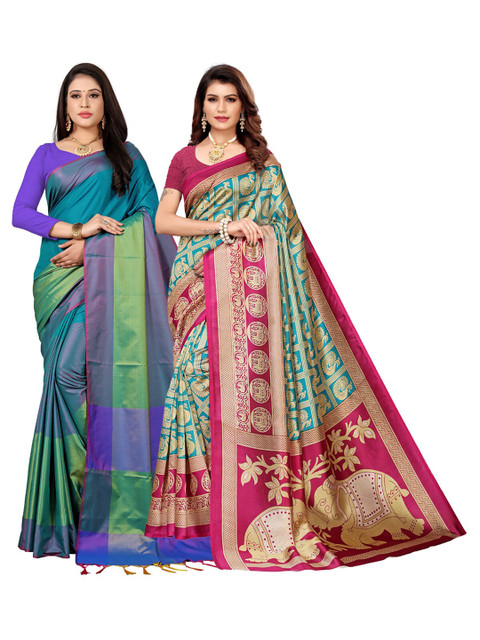 

KALINI Multi Pack of 2 Ethnic Motifs Art Silk Saree