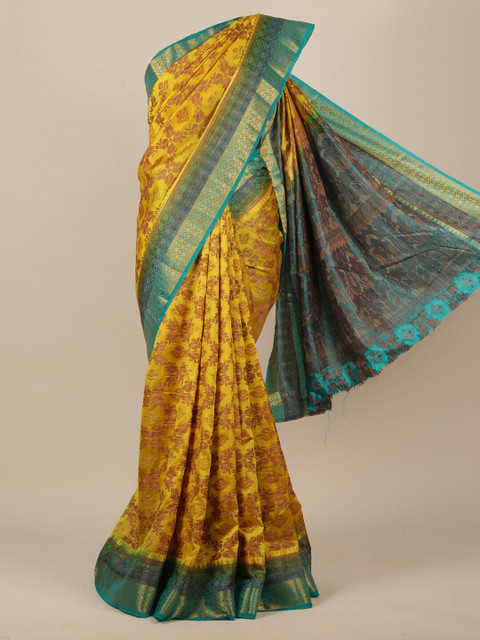 

Pothys Yellow Woven Design Jute Silk Saree