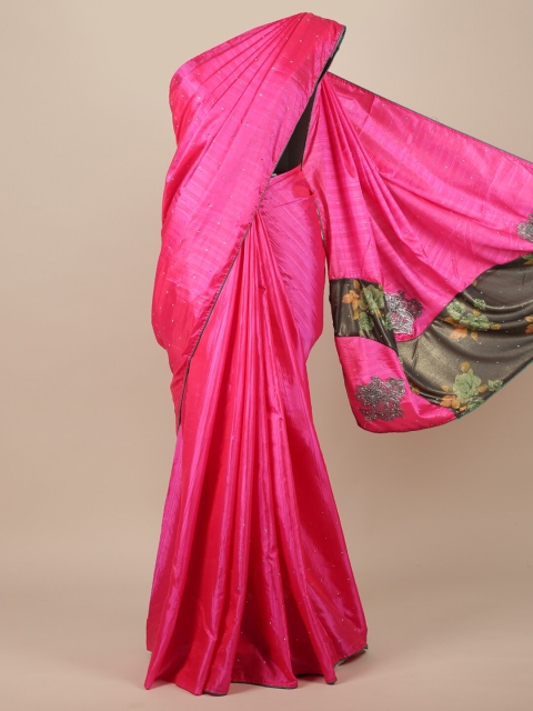 

Pothys Fuchsia Sequinned Jute Silk Saree