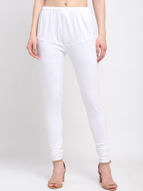 

Klotthe Women White Solid Churidar legging