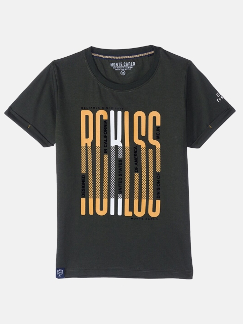 

Monte Carlo Boys Olive Typography NA Printed Raw Edge T-shirt NA