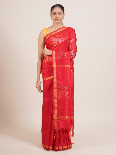 

Pothys Red Woven Design Pure Silk Uppada Saree