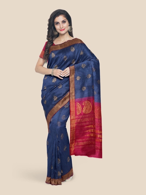 

Kalamandir Women Navy Blue & Red Woven Design Saree