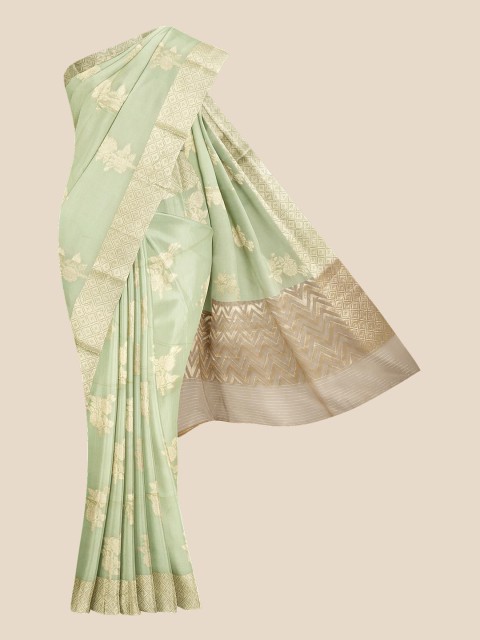 

Kalamandir Women Green & Gold Woven Designed Floral Banarasi Saree