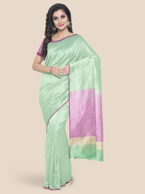 

Kalamandir Sea Green & Pink Pure Cotton Mangalagiri Saree