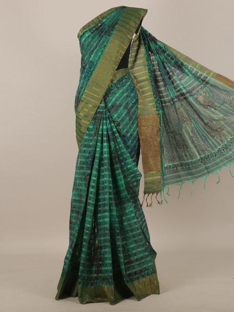 

Pothys Green Ethnic Motifs Zari Saree
