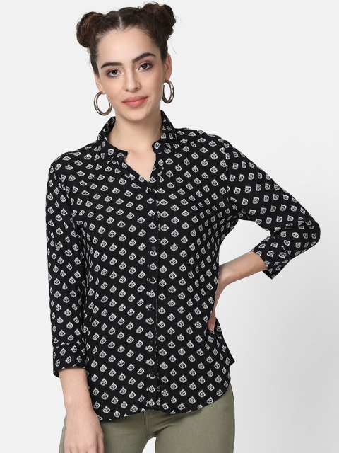 

V2 Value & Variety Women Black & White Ethnic Motifs Printed Casual Shirt